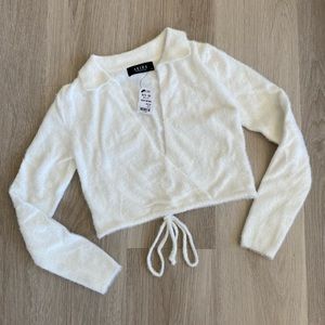 Mohair knit tie waist croptop